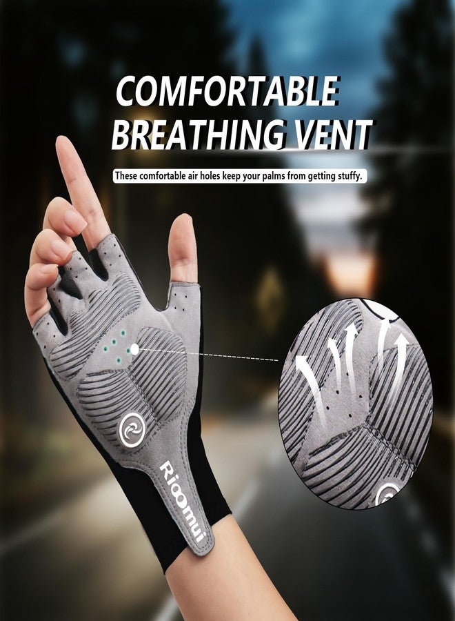 Rioomui Cycling Gloves,Anti-Slip 5mm Padded Biking Gloves for Men Women Shock-Absorbing Summer Breathable for Road Bicycle Commuting-Black-L - Image 5